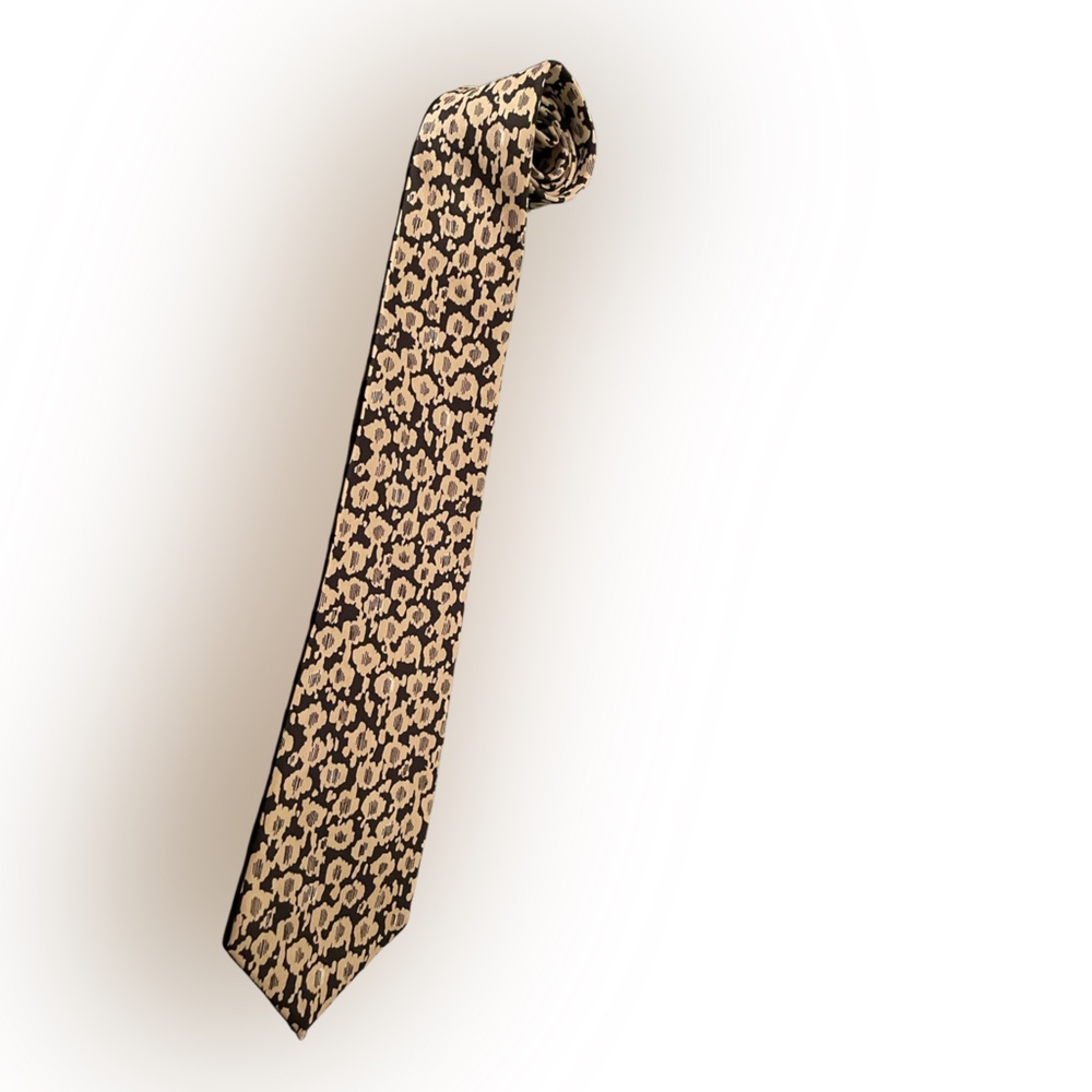 😎 Serica gold/black 100% Italian silk neck tie